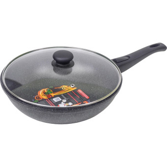 Сковорода-вок Panairo Veranss 28 см с антипригарным покрытием/с  крышкой/со съёмной ручкой