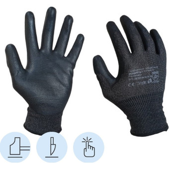 Перчатки для защиты от порезов Scaffa Рубеж ПУ Тач с полиуретановым   покрытием класс защиты В (5) (18 класс, размер 10 (XL))
