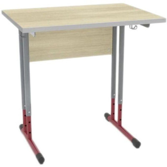 Стол ученический одноместный (дуб шамони светлый/серый/красный, рост 3-7)