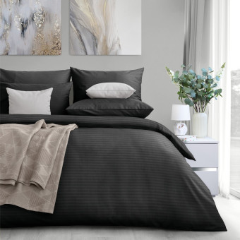 Комплект постельного белья Verossa Black евро страйп-сатин 50x70/70x70  см