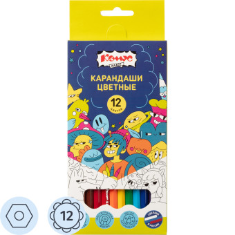 Карандаши цветные Комус Класс Максики 12 карандашей 12 цветов  шестигранные