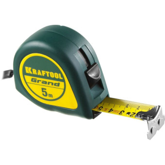 Рулетка измерительная Kraftool Grand 5 м х 25 мм закаленная сталь с магнитным зацепом (34022-05-25)
