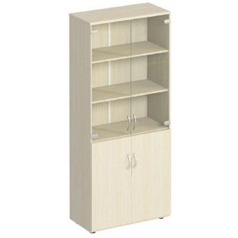 Шкаф для документов Комфорт К.379 со стеклом (дуб шамони светлый, 800х380х2000 мм)