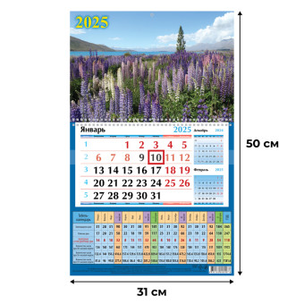 Календарь настенный моноблочный 2025 год Летний день (31х50 см)