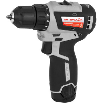 Дрель-шуруповёрт аккумуляторная Интерскол МиниМАКС ДА-10/12В 38  бесщёточная 2 АКБ x Li-ion (12 В, 3 Ач)+ЗУ в кейсе (757.3.2.40)
