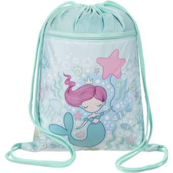 Мешок для сменной обуви Комус Класс (№1 School) Русалка 360х470 мм бирюзовый с карманом