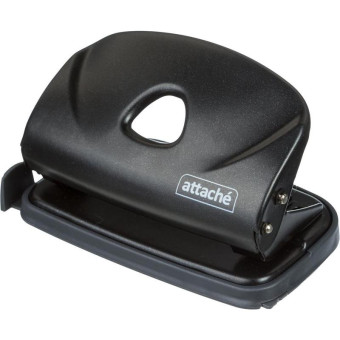 Дырокол Attache Power до 10 листов черный с линейкой