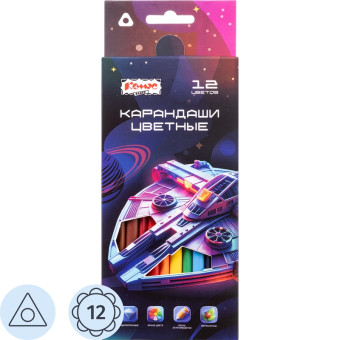 Карандаши цветные Комус Класс Star way 12 карандашей 12 цветов  трёхгранные