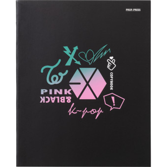 Тетрадь общая A5 48 листов в клетку на скрепках (обложка чёрная, матовая  ламинация)