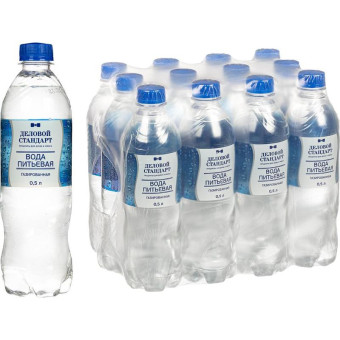 Вода питьевая Деловой Стандарт газированная 0.5 л (12 штук в упаковке)