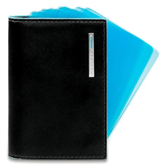 Кредитница Piquadro Blue Square на 9 визиток из натуральной кожи черного цвета (P0P1661B2/N)