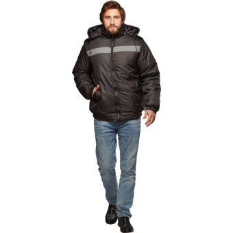 Куртка рабочая зимняя (куртка-бомбер) мужская с СОП черная из ткани дюспо (размер 48-50, рост 182-188)