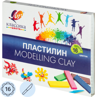 Пластилин классический Луч Классика 16 цветов 320 грамм