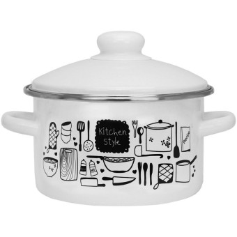 Кастрюля Эмаль Kitchen (550002635) 2 л эмалированная сталь с крышкой Кастрюля Эмаль Kitchen (550002635) 2 л эмалированная сталь с крышкой
