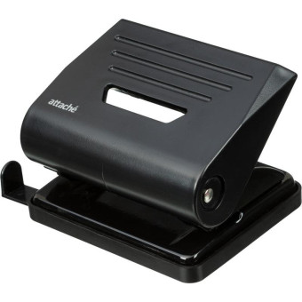 Дырокол Attache Eco до 15 листов черный с линейкой