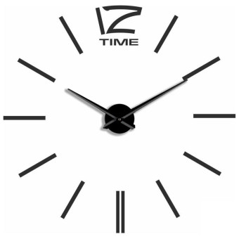 Часы настенные Эврика 3D Time самоклеящиеся (120x120x4 см) черные