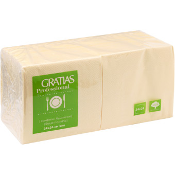 Салфетки бумажные Gratias Professional 2-слойные 24x24 см шампань (250  листов в пачке)