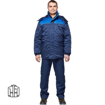 Куртка рабочая зимняя мужская з08-КУ с СОП с синяя/васильковая (размер 52-54, рост 170-176)