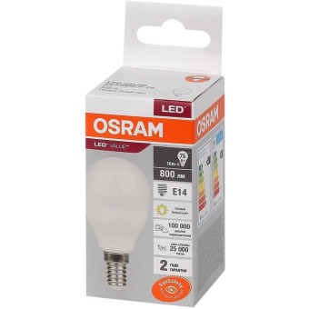 Лампа светодиодная Osram 10 Вт Е14 (Р, 3000 К, 800 Лм, 220 В, 4058075579712)