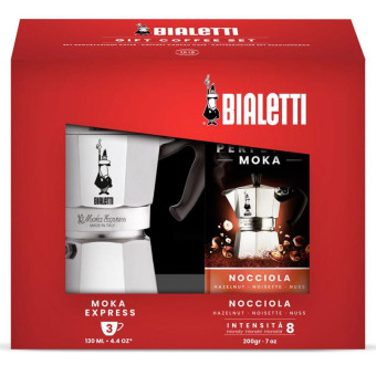 Кофе молотый Hazelnut 200 г + Bialetti Moka Express, гейзерная кофеварка (промоупаковка)