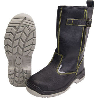 Сапоги рабочие зимние Лайн ПУ-ТПУ из натуральной кожи/микрофибры с металлическим подноском черные (размер 42)