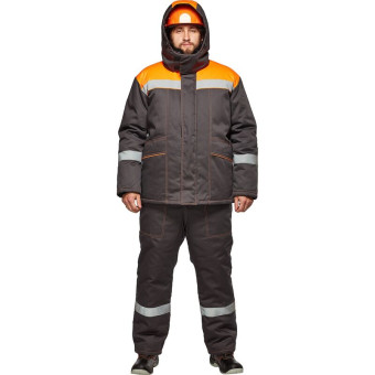 Костюм рабочий зимний мужcкой з45-КПК с СОП серый/оранжевый (размер 60-62, рост 170-176)