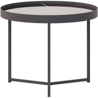Столик журнальный Комус Мебель Тайлер 450 (сахара нуар/чёрный матовый, 453х453х450 мм)