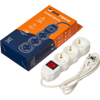 Сетевой фильтр BigTech ST316-1.5-W на 3 розетки 1.5 метра