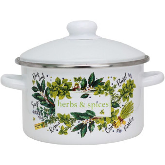 Кастрюля Эмаль Травы и специи (550002269) 3 л эмалированная сталь с крышкой