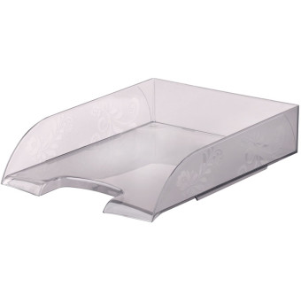 Лоток горизонтальный для бумаг Комус Русская Серия пластиковый серый