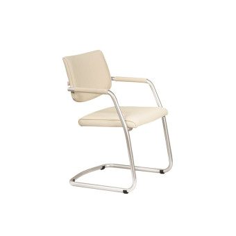 Конференц-кресло Delta silver на полозьях светло-бежевый (искусственная кожа/металл серебристый)
