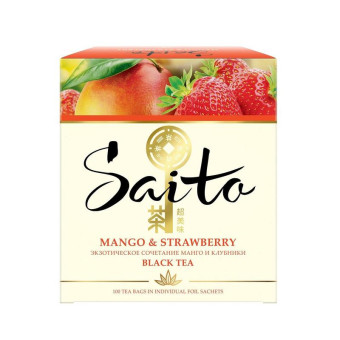 Чай Saito Mango and Strawberry черный 100 пакетиков