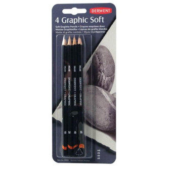Набор карандашей чернографитных Derwent Graphic Soft 4 штуки в блистере