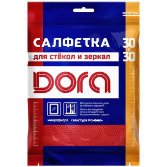 Салфетка хозяйственная Dora микрофибра 30х30 см 200 г/кв.м красная