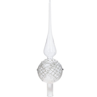 Верхушка на елку стекло белая (высота 31.5 см)