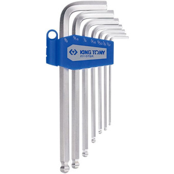 Набор ключей г-образных 3/32-3/8" с шаром 7 шт King Tony (20107SR)