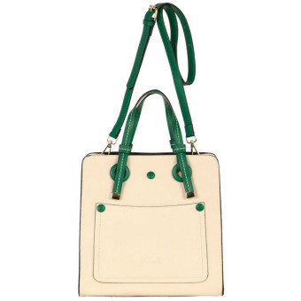Сумка женская повседневная Polar бежевая/зеленая (86060-1)