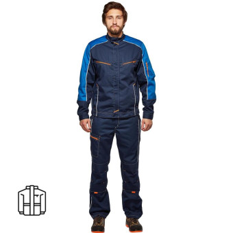 Куртка рабочая летняя мужская л34-КУ со светоотражающим кантом синяя/васильковая (размер 60-62, рост 170-176)