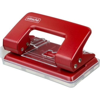 Дырокол Attache 6304 до 12 листов красный с линейкой