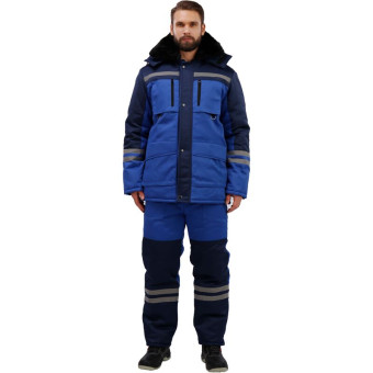 Костюм рабочий зимний мужской з03-КПК с СОП васильковый/синий (размер 60-62, рост 182-188)