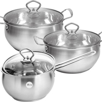 Набор посуды Mayer&Boch 31006 нержавеющая сталь 6 предметов (1.8 л, 2.3 л, 3.1 л)