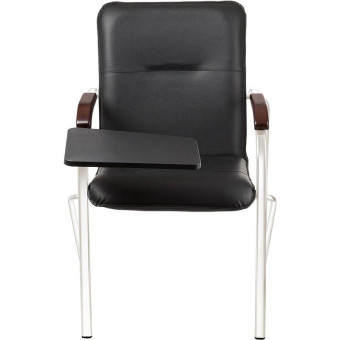 Уценка. Конференц-кресло Samba ST черный (искусственная кожа/орех/металл серебристый). уц_меб