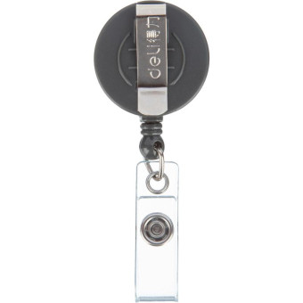 Держатель для бейджа Deli 8309 на кнопке с рулеткой серый (12 штук в упаковке)