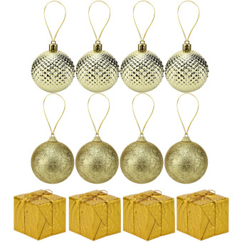 Набор шаров Miland Снеговик пластик золотой (высота 6 см, 12 штук в упаковке)