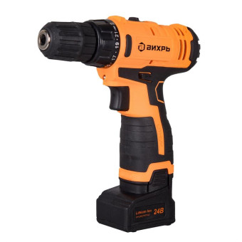 Дрель-шуруповерт безударная аккумуляторная Вихрь ДА-24Л-2к 24 В Li-ion 2 АКБ 2 Ач+ЗУ (72/14/18)