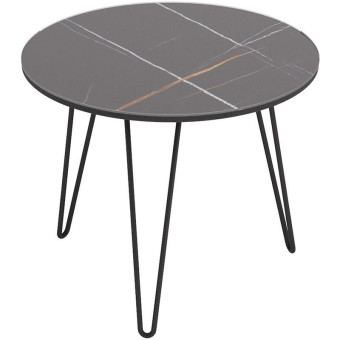 Стол журнальный Рид Glass 430 D555 (сахара нуар/черный матовый, 550х550х450 мм)