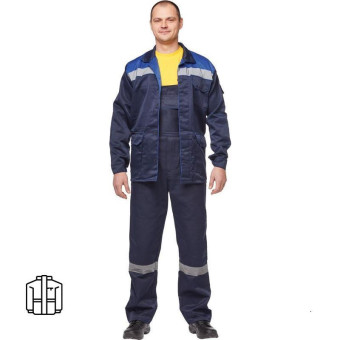 Куртка рабочая летняя мужская л03-КУ с СОП синяя (размер 44-46 рост 182-188)