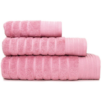 Набор махровых полотенец Страйп 3 штуки 30х60/50х90/70х130 см 500 г/кв.м розовые