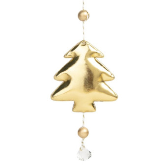 Новогоднее украшение Блестящая золотистое елочка текстиль золотистое (высота 28 см)