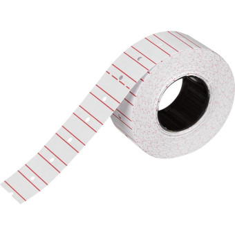 Этикет-лента прямоугольная белая с красной полосой 21.5х12 мм (150 рулонов по 1000 этикеток)